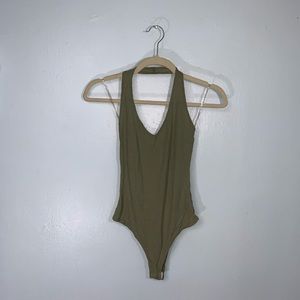 MEEK: Light Green Halter Bodysuit